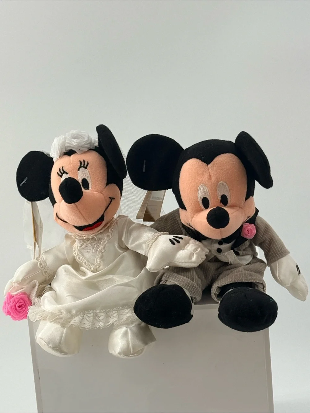 Disney Mickey and Minnie Bride & Groom Plush Duo - Black, White, Pink